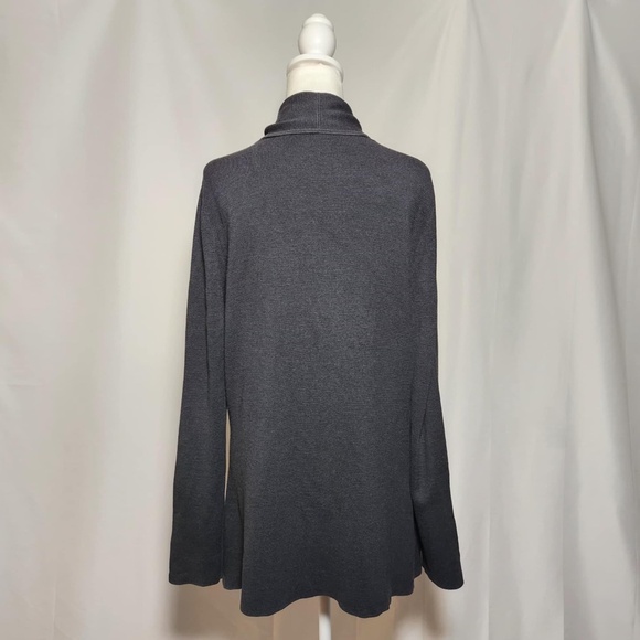 Eileen Fisher Heavyweight Silk Gray Rolled Collar Pocketed Cardigan Sweater M - Picture 4 of 9